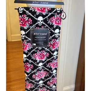 Betsey Johnson Black and Pink Skull Throw Blanket